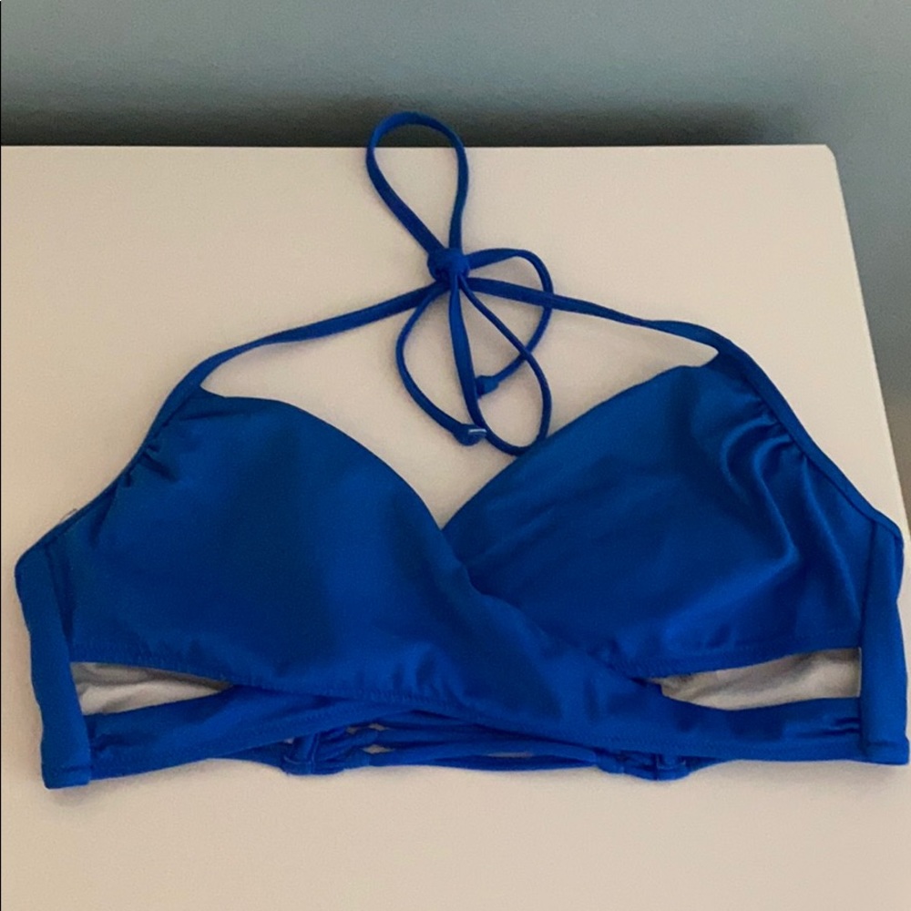 PINK Blue Padded Bikini Top